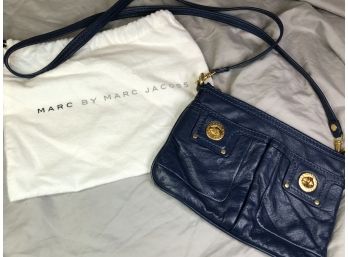 Very Nice Small MARC JACOBS Blue Leather Cross Body Bag With Original Dust Bag- Bold MARC JACOBS Lining
