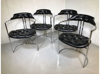 Fabulous Set Of Four MCM / Midcentury Chrome Chairs By Daystrom - Dated 1972 - Incredible Form And Style WOW !