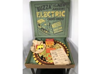 Amazing Vintage 1930s - 1940s BUZZA The New Electric Choo Choo Electric Toy Train In Original Box - AMAZING  !