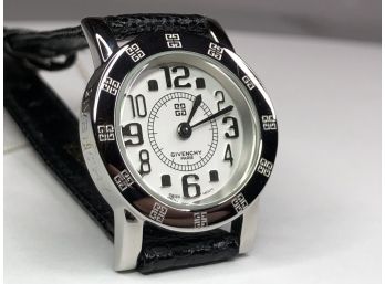 Fabulous Brand New $495 GIVENCHY - PARIS - Ladies Watch - Crisp White Dial With Black Crocodile Strap - GIFT !