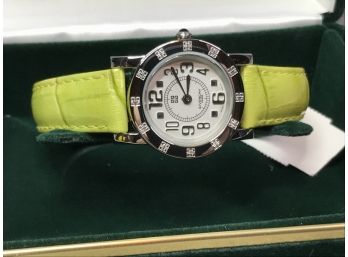Fantastic Brand New $595 GIVENCHY - PARIS Ladies Watch With Chartreuse Leather Strap - Fantastic Gift Idea !
