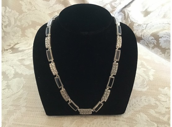 Silvered And Black Stylized Necklace - Lot #6