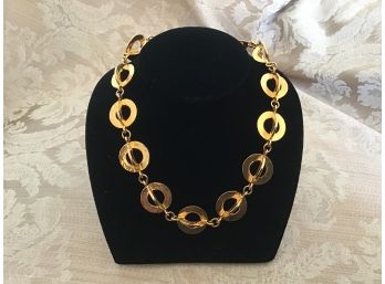 Gold Tone Necklace In Circle Design - Lot #16