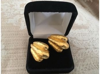 Brushed Gold Tone Earrings - Lot #37