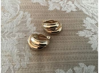 Gold Tone Half Circle Earrings - Lot #31