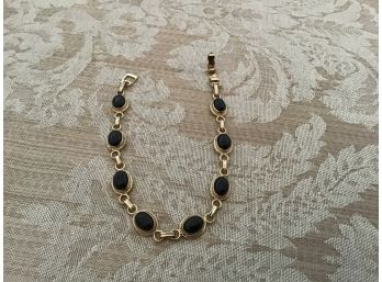 WRE Gold Filled And Onyx Colored Scarab Styled Bracelet - Lot #7