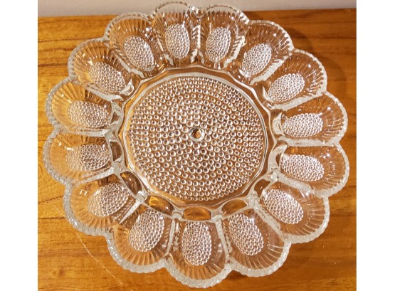 Vintage MCM Hobnail Clear Deviled Egg Plate By Indiana Glass