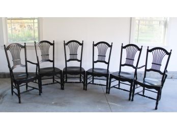 Stunning Set Of Six Black Dining Chairs