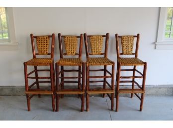 Set Of Four Old Hickory Furniture Company Barstools