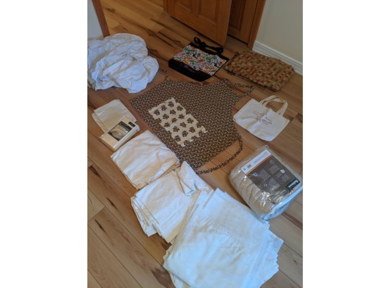 Bags, Apron, Bedsheets, And Cloth Bundle