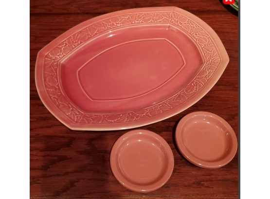 Lovely Dansk Serving Platter & Two Red Norcal Butter Pats