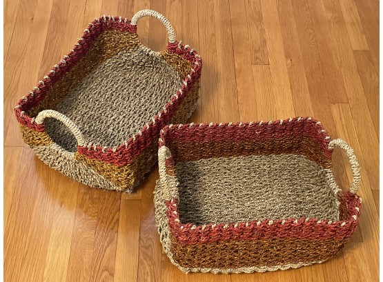 Two Matching Hand Woven Baskets