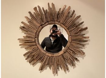 Lovely Driftwood Sunburst Frame Mirror