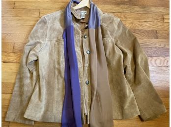 Lovely Vintage Chicos Suede Leather Jacket Size Ladies Three (3)