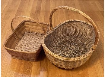 2 Medium Sized Wicker Baskets- Great For Picking Yummy Berries Or A Bunch Of Flowers, Storing Knick Knacks