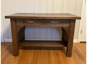 One Drawer Mission Oak Library Table And Desk