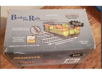 New In Box Unused- Basket On Rails - Pull Out Storage Basket