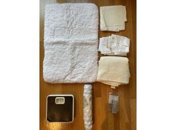 Wonderful Lot For Your Bathroom: No Skid Bath Mat, Shower Rings, Shower Curtains/liners, Scale,  And More!!