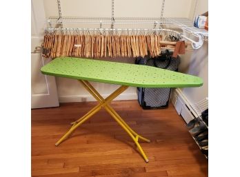 Vintage Full- Sized Green & Yellow Metal Ironing Board Adjustable Height To 36' For Display Too!!