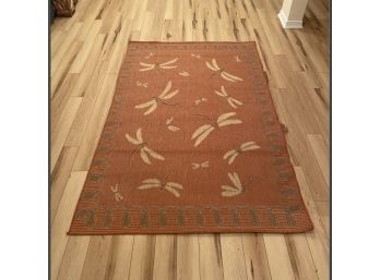 Liore Manne-  Large Lovely Red Area Terrace Rug With Dragonflies- Made In Turkey & Under Mat Stops Slips