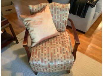 Vintage Upholstered Chair With Throw Pillow Included !