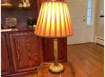 Vintage Painted Candlestick Lamp With Shade. Works Fine.