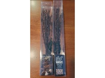 Two NEW Nature's Glow Lite- Up Willow Twigs For Indoor Or Outdoor Use 19' Tall