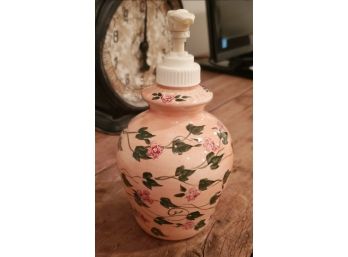1908 Not Just Pink - Hand Painter Soap Dispenser - Beautiful Flowers Hand Painted On The Sides.