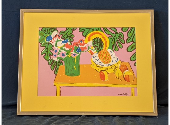 Henri Matisse Signed In Plate Henri MatissePineapple And Anemones Lithograph Great Color!