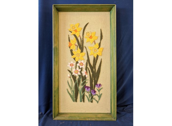 Spring Is Coming! But Until Then, This Fantastic Mid Century Modern Embroidery Art Daffodils And Crocus