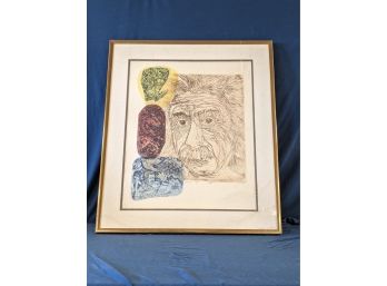 Mystery Albert Einstein Lithograph Title Looks Like 'Ayakin Ayge' 58/98 Pencil Signed Illegibly