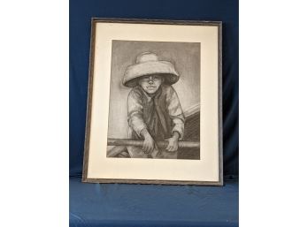 Unsigned Exquisite Charcoal Drawing Of A Child