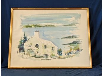 Signed Alfred Birdsey Watercolor Painting Of Tropical Landscape