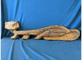 Mid Century Modern Witco Carved Wood Cat Wall Hanging