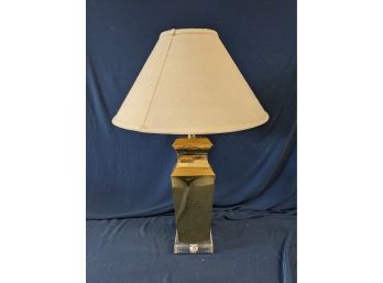 Vintage 1980s Brass And Lucite Table Lamp
