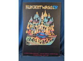 Hundertwassers Regentag / Hundertwassers Rainy Day Poster Printed In West Germany