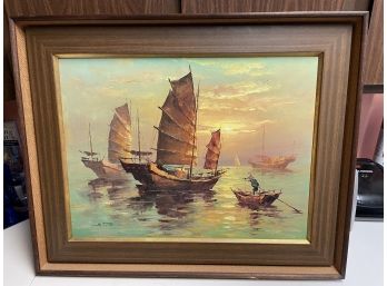 Modern Mid Century  Chinese Oil Painting By S. Tung? Or Tunct ?