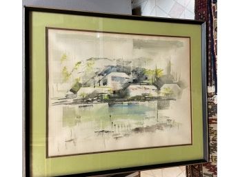 Bermuda Watercolor By  Alfred BirdseyOf Hamilton Bermuda  . Painted In The 60s . Abstract View Of Hamilton Be