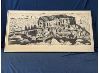 'The Pier' Pencil Signed Artist Proof IX Intaglio Print By Maryellen Shafer