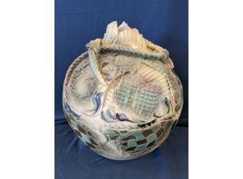 Signed Gail Markiewicz Pottery Piece With Gallery Advertisement Nautical Theme