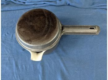 Vintage Cast Iron And Enamel Camping Two Part Cook Pot With Fry Pan Lid