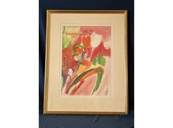 Stunning Lush And Lively Signed Abstract Watercolor Painting (Eva Maria Kaifenheim???)