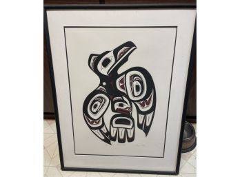 Haida Artist Clarence Mills Silkscreen  The Dancing Raven  Pencil Signed Edition By The Artist