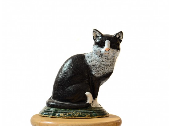 Whimsical Wrought Iron Cat Door Stopper