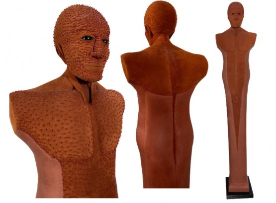 WILD Leather/Mixed Media 70'Sculpture, Mandy Havers (b. 1953 UK) - 'Seed Man' - Provenance In Photos. $20,000!