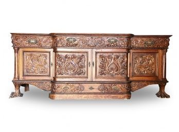 A Gorgeous Victorian Carved Oak Credenza