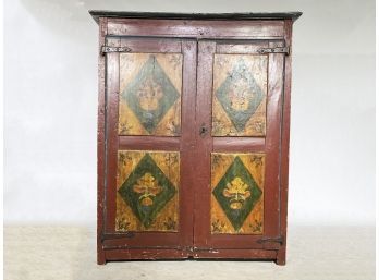 A Primitive Late 18th Century Tole Painted Cabinet