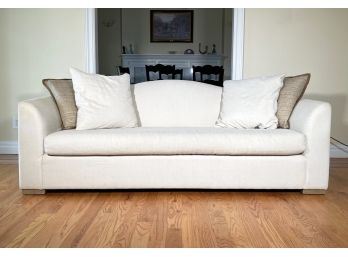 A Sofa In White Linen By Restoration Hardware