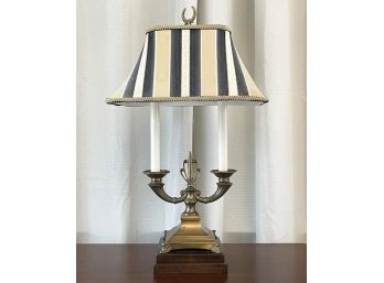A Brass Lamp With Custom Silk Shade