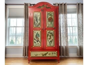 A Custom Painted Wardrobe With Painted Monkey Motif, Possibly Maitland-Smith